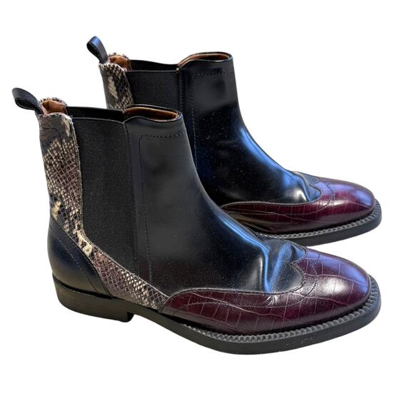 By Malene Birger Burgundy Snakeskin Wingtip Chelsea Boots EU 36 - Picture 7 of 15